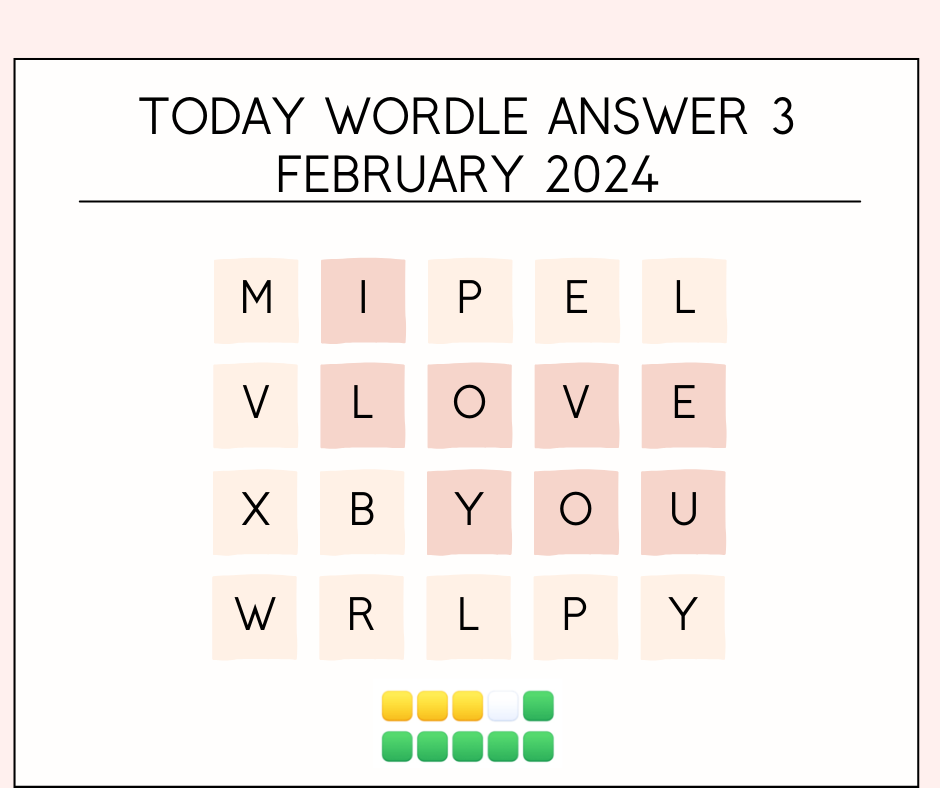 Today Wordle Answer 3 February 2024 (Wordle 960) Try Hard Wordle